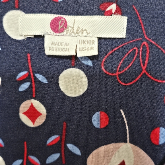 Boden Lily Rushed Waist Jersey Maxi Dress Sz 6R Navy Floral Fit & Flare Stretchy - Picture 8 of 14